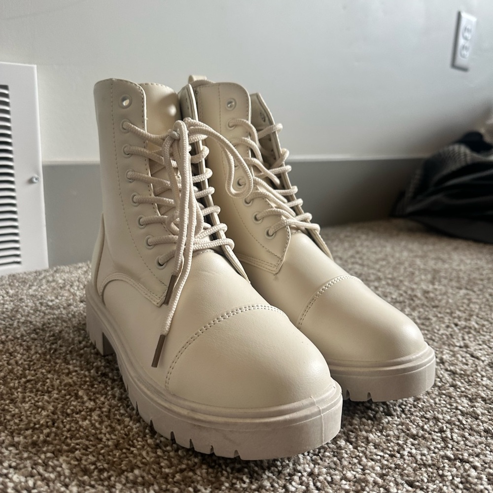 White Combat Boots